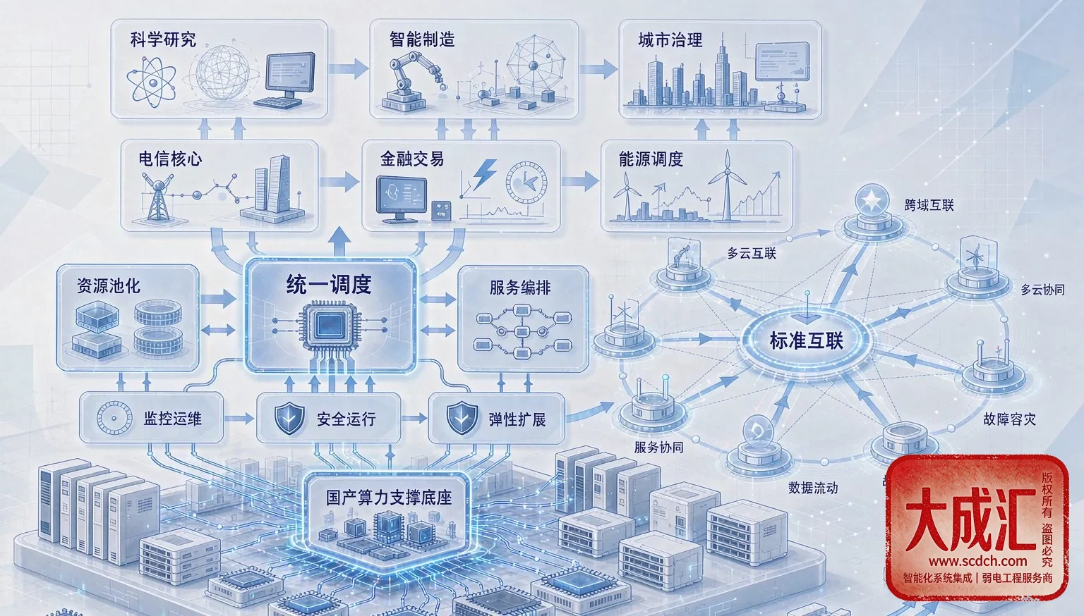 标准互联与国产算力支撑智能运营中心示意