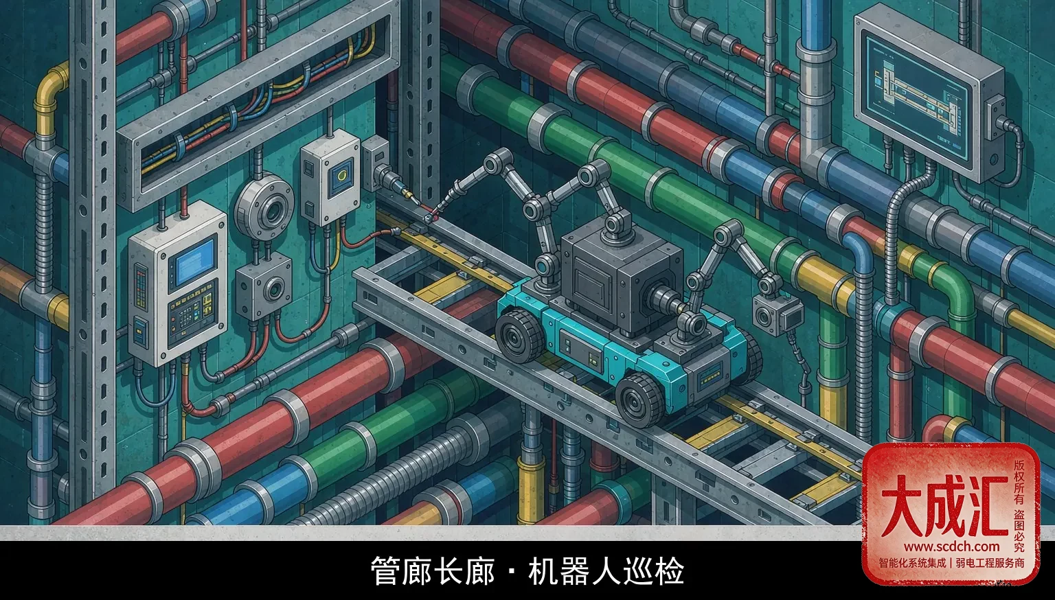 综合管廊与轨道机器人巡检示意图