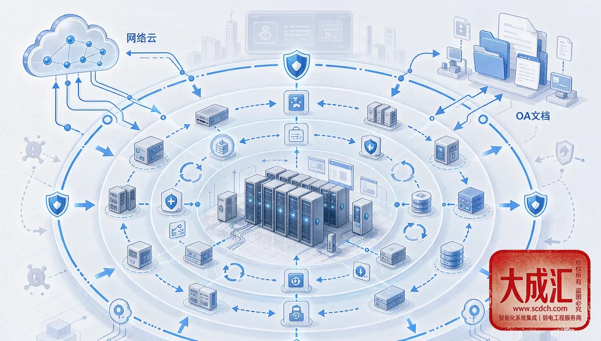 自建机房/网站/OA 防护体系分层示意
